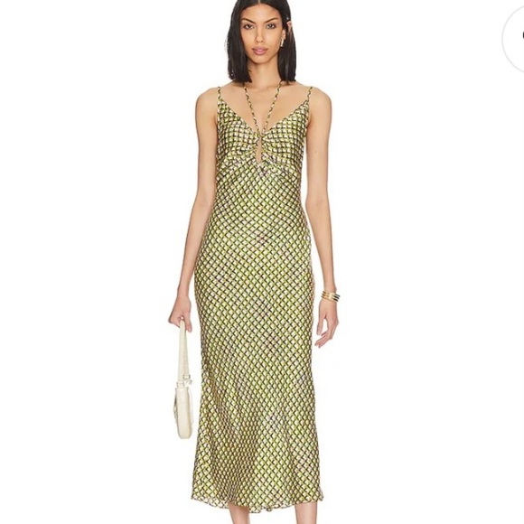 Bec & Bridge Dresses & Skirts - Bec & Bridge Quinn Midi Halter Dress in Silk Siena Geo